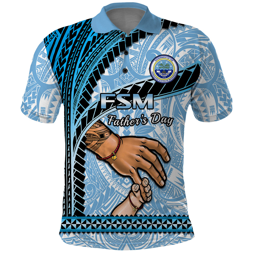 Polynesian Pride Father Day FSM Polo Shirt Federated States of Micronesia I Love You Dad LT14 Blue - Polynesian Pride