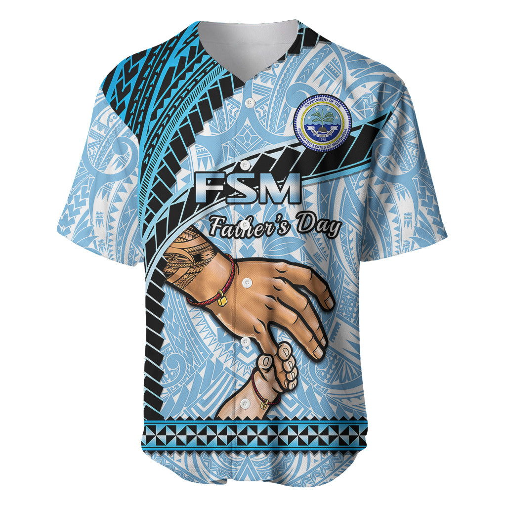 Personalised Father Day FSM Baseball Jersey Federated States of Micronesia I Love You Dad LT14 Blue - Polynesian Pride