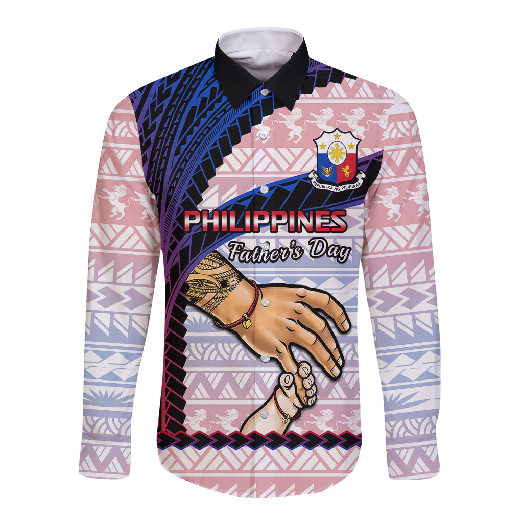 Personalised Father Day Philippines Long Sleeve Button Shirt Filipino Pattern Maligayang Araw ng Mga Ama LT14 Unisex Art - Polynesian Pride