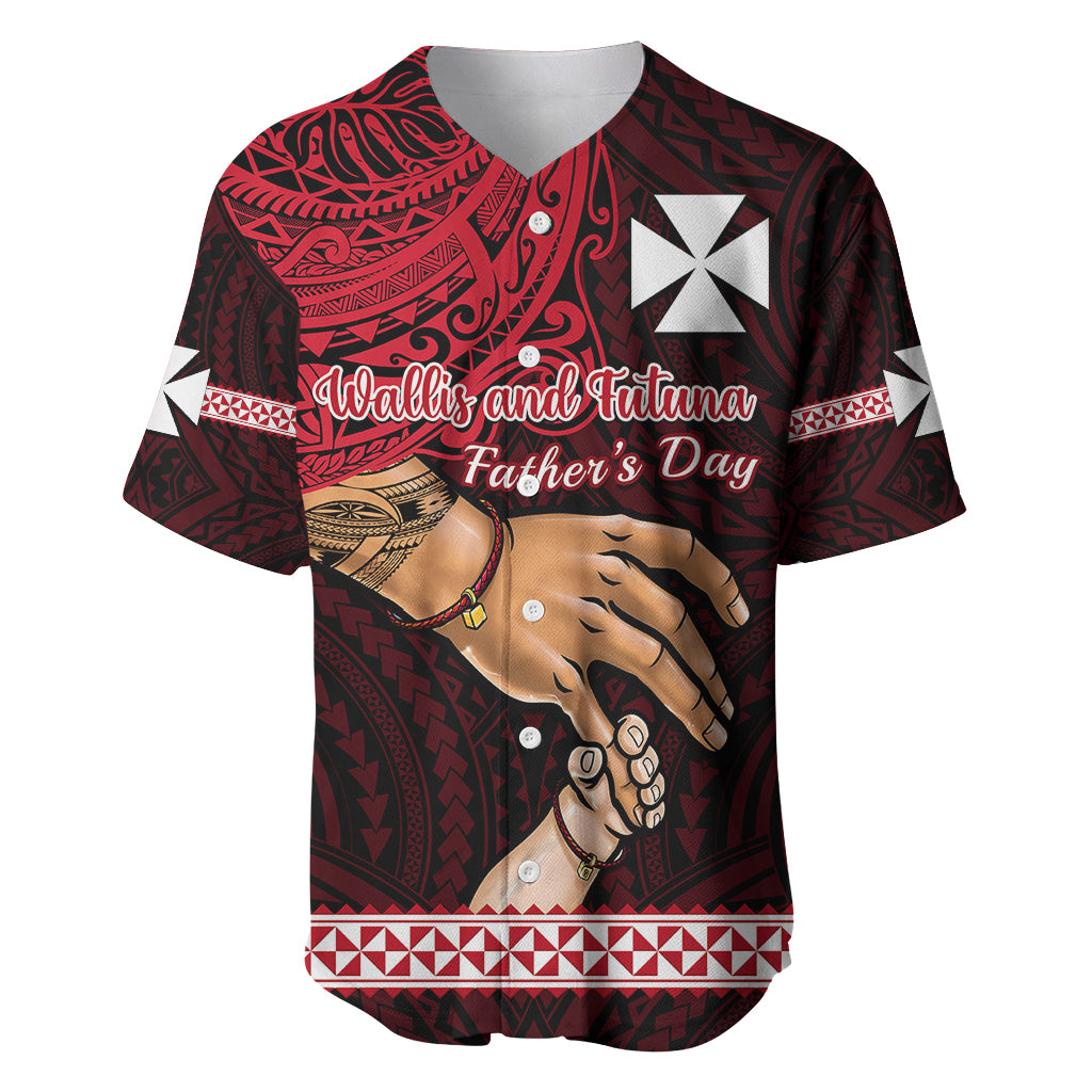 Polynesian Pride Father Day Wallis and Futuna Baseball Jersey I Love You Dad LT14 Red - Polynesian Pride