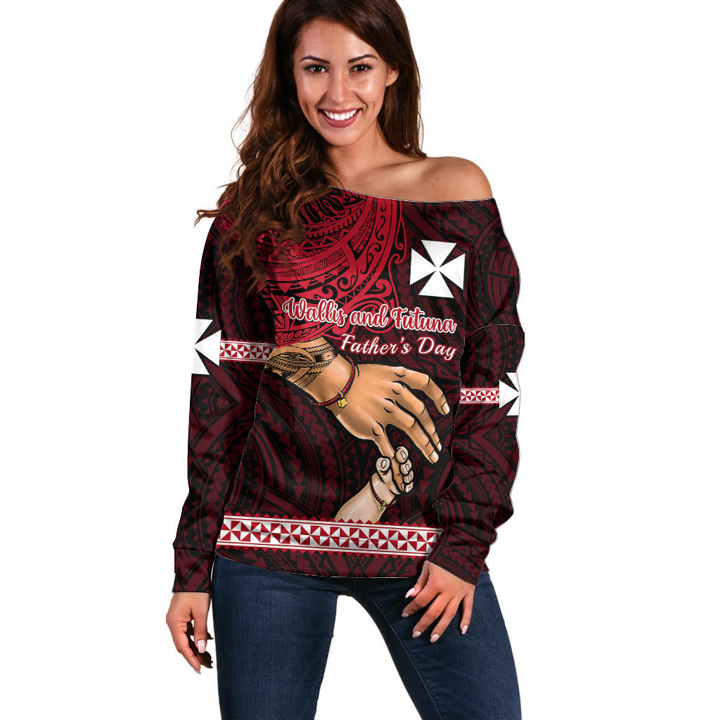 Polynesian Pride Father Day Wallis and Futuna Off Shoulder Sweater I Love You Dad LT14 Women Red - Polynesian Pride