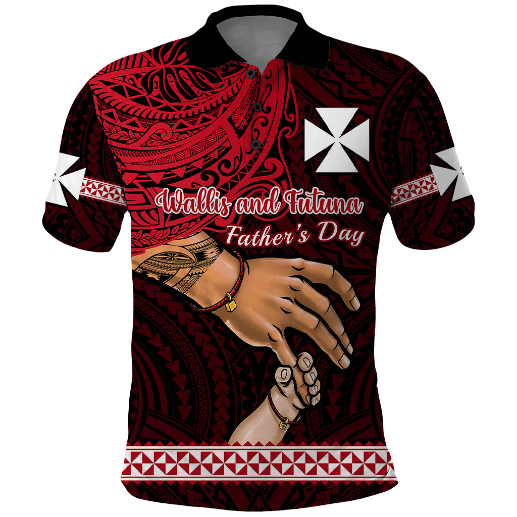 Polynesian Pride Father Day Wallis and Futuna Polo Shirt I Love You Dad LT14 Red - Polynesian Pride