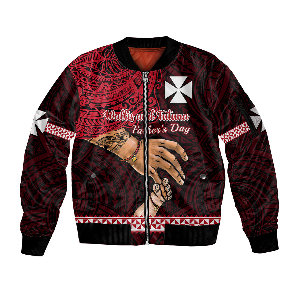 Polynesian Pride Father Day Wallis and Futuna Sleeve Zip Bomber Jacket I Love You Dad LT14 Unisex Red - Polynesian Pride