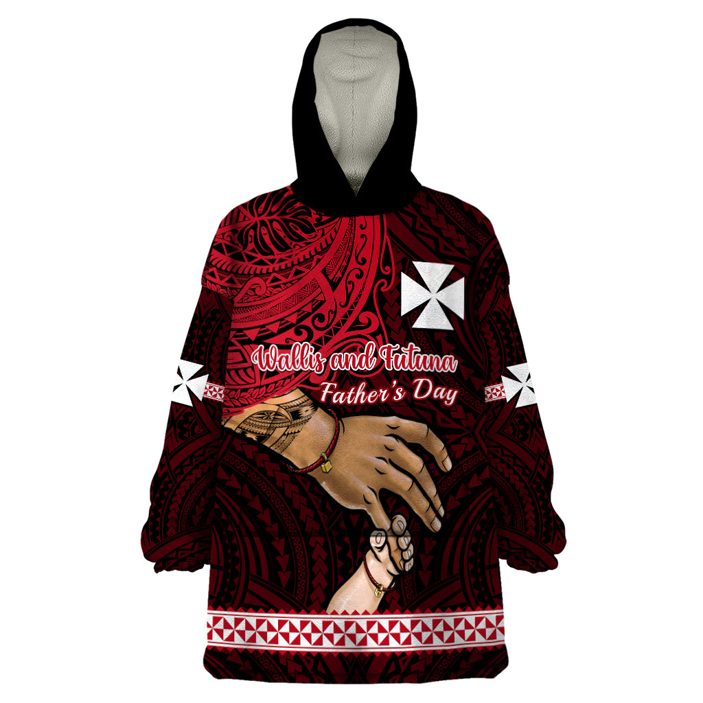 Polynesian Pride Father Day Wallis and Futuna Wearable Blanket Hoodie I Love You Dad LT14 One Size Red - Polynesian Pride