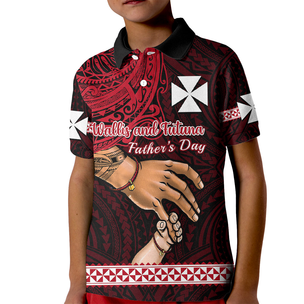 Personalised Father Day Wallis and Futuna Kid Polo Shirt I Love You Dad LT14 Kid Red - Polynesian Pride