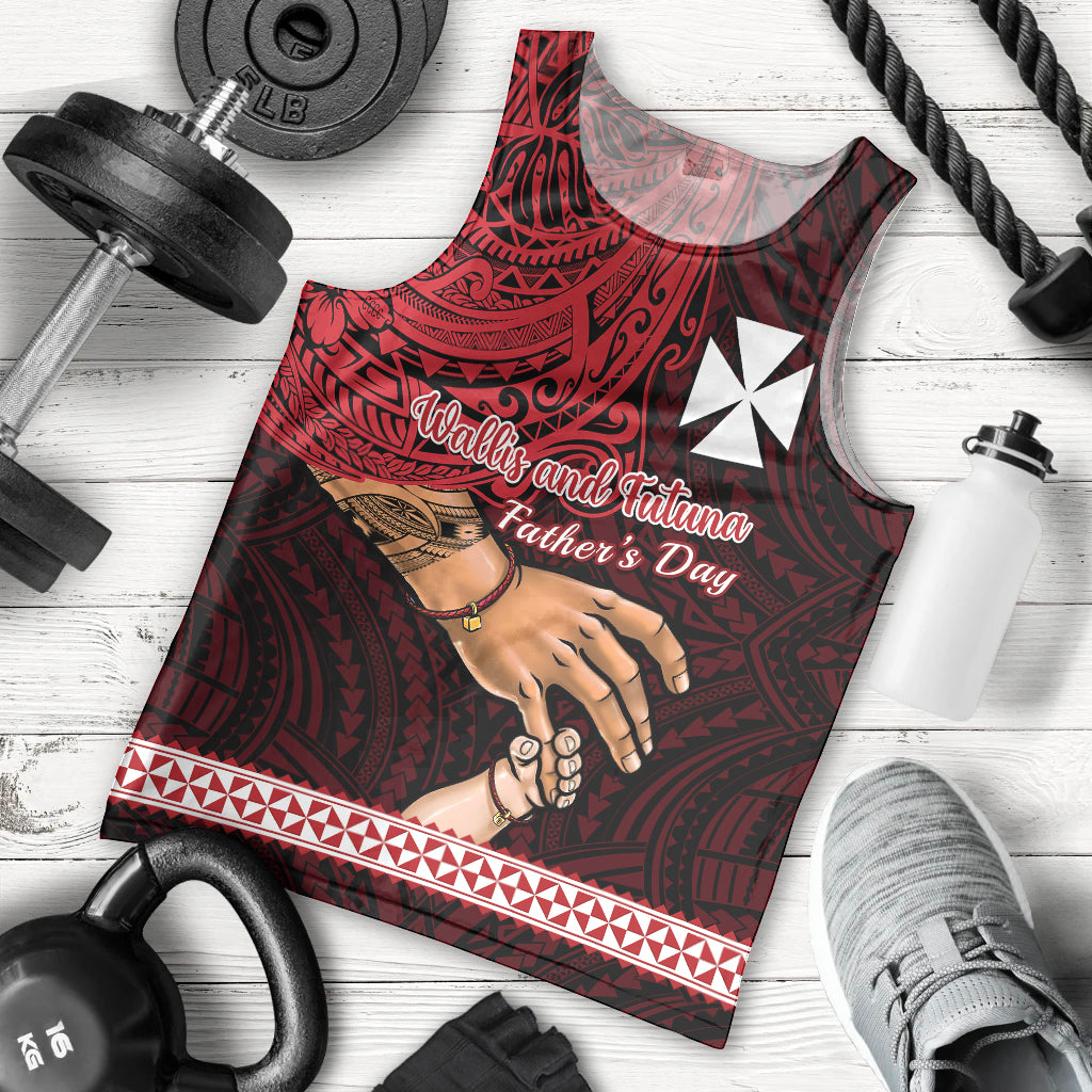 Personalised Father Day Wallis and Futuna Men Tank Top I Love You Dad LT14 Red - Polynesian Pride