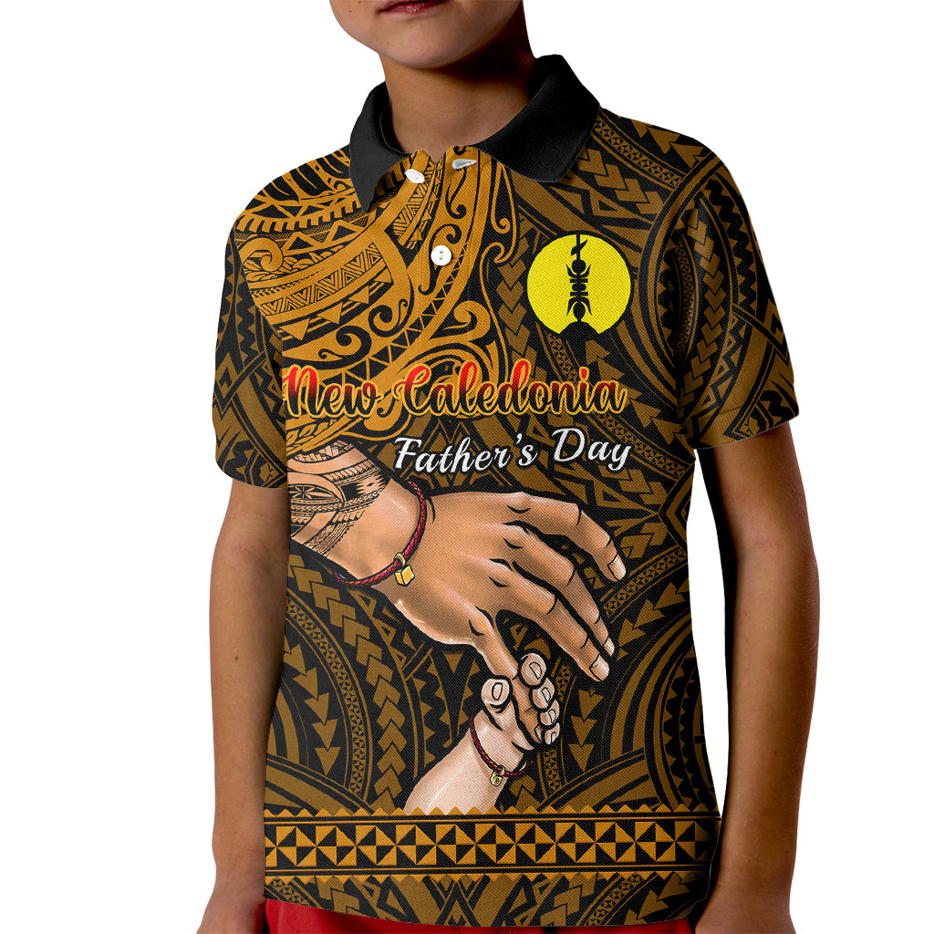 Polynesian Pride Father Day New Caledonia Kid Polo Shirt I Love You Dad LT14 Kid Gold - Polynesian Pride