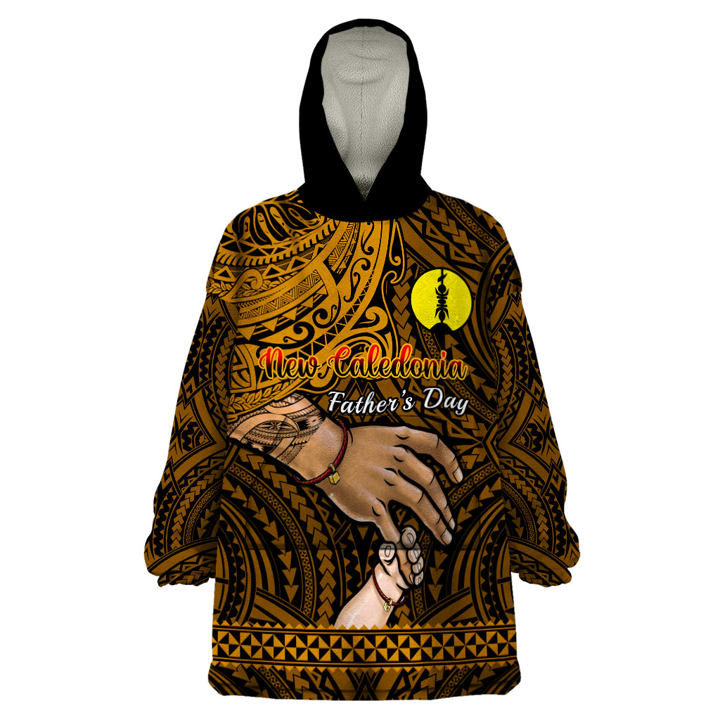Polynesian Pride Father Day New Caledonia Wearable Blanket Hoodie I Love You Dad LT14 One Size Gold - Polynesian Pride