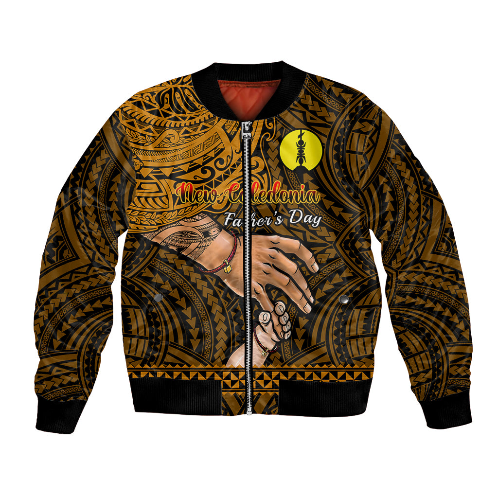 Personalised Father Day New Caledonia Bomber Jacket I Love You Dad LT14 Unisex Gold - Polynesian Pride