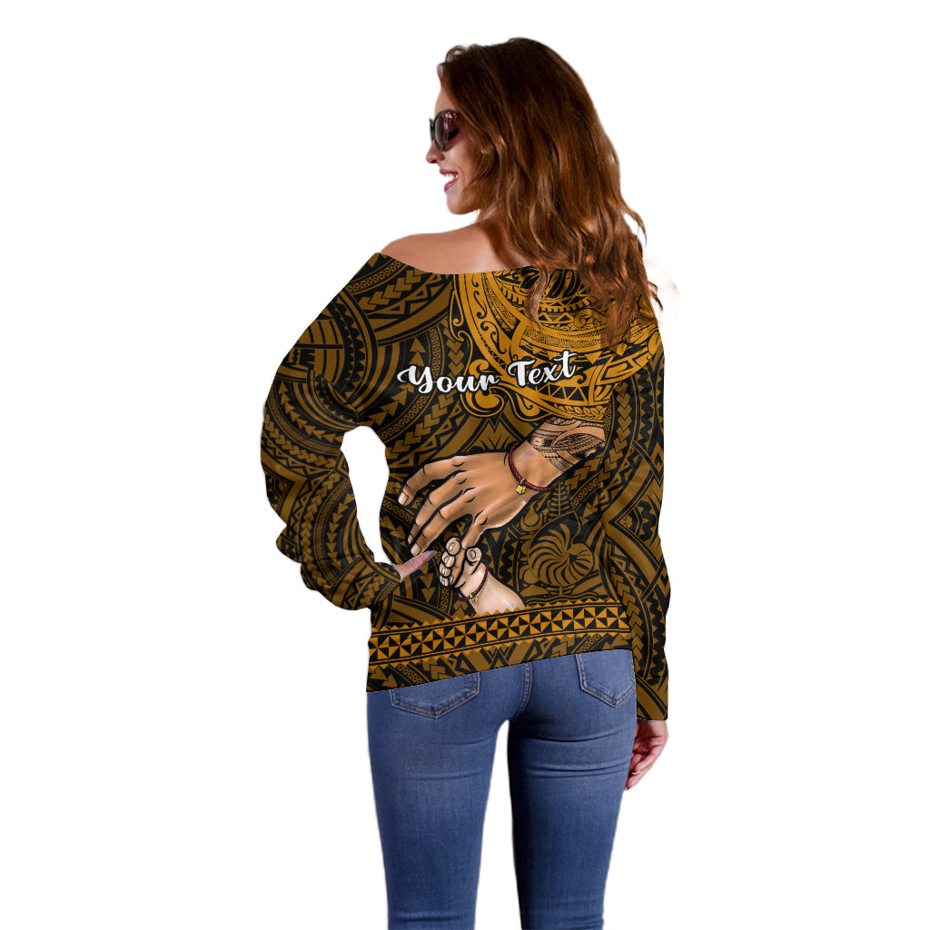 Personalised Father Day New Caledonia Off Shoulder Sweater I Love You Dad LT14 - Polynesian Pride