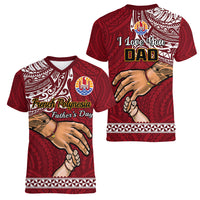 Polynesian Pride Father Day French Polynesia Women V Neck T Shirt I Love You Dad LT14 - Polynesian Pride