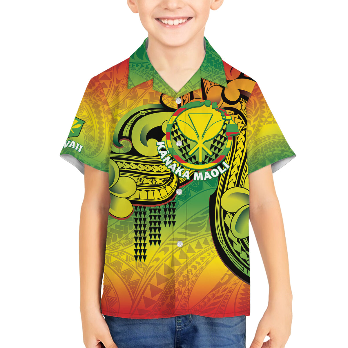 Hawaii Flag Day Family Matching Off Shoulder Maxi Dress and Hawaiian Shirt Kanaka Maoli With Kakau Polynesian Pattern LT14