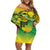 Hawaii Flag Day Off Shoulder Short Dress Kanaka Maoli With Kakau Polynesian Pattern LT14