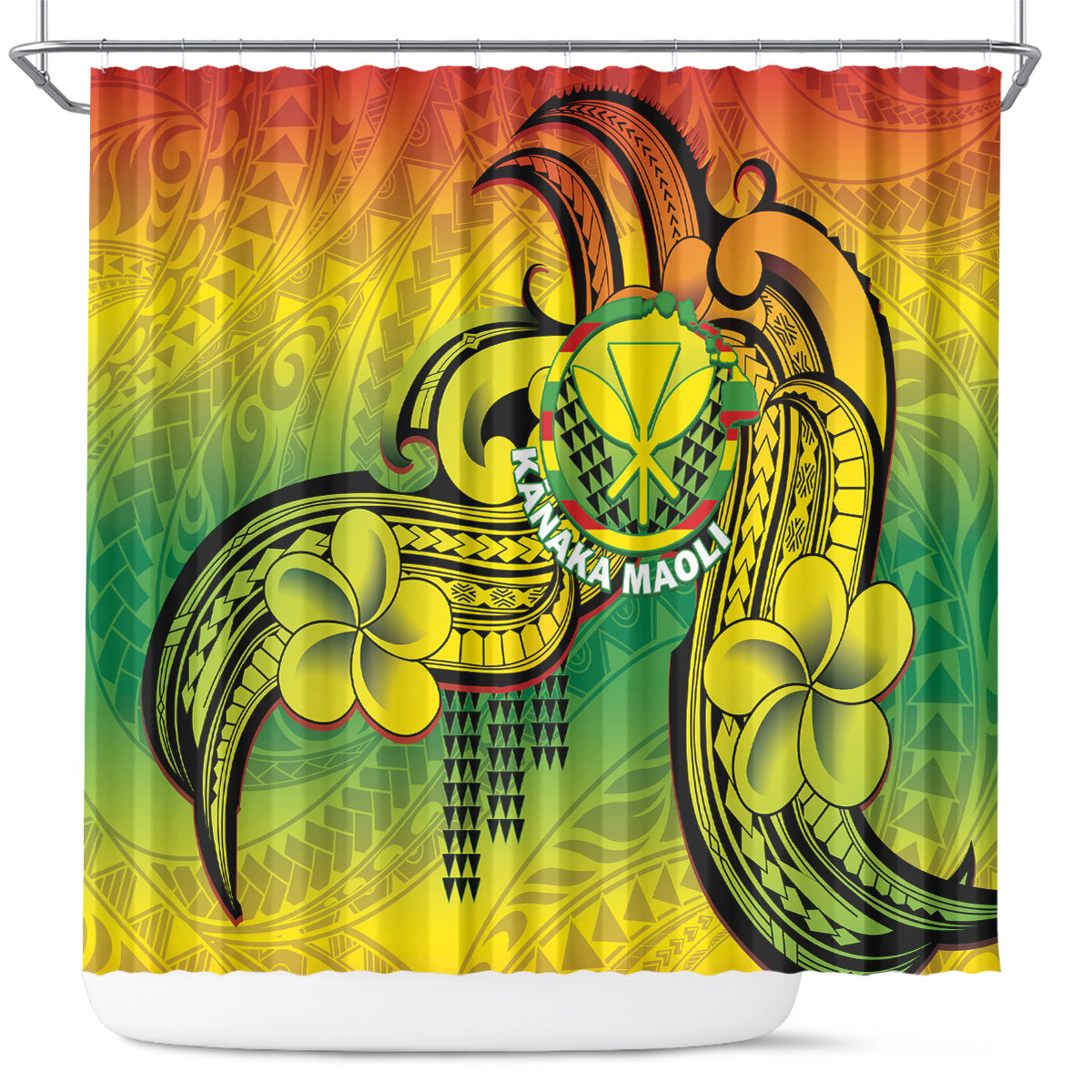 Hawaii Flag Day Shower Curtain Kanaka Maoli With Kakau Polynesian Pattern