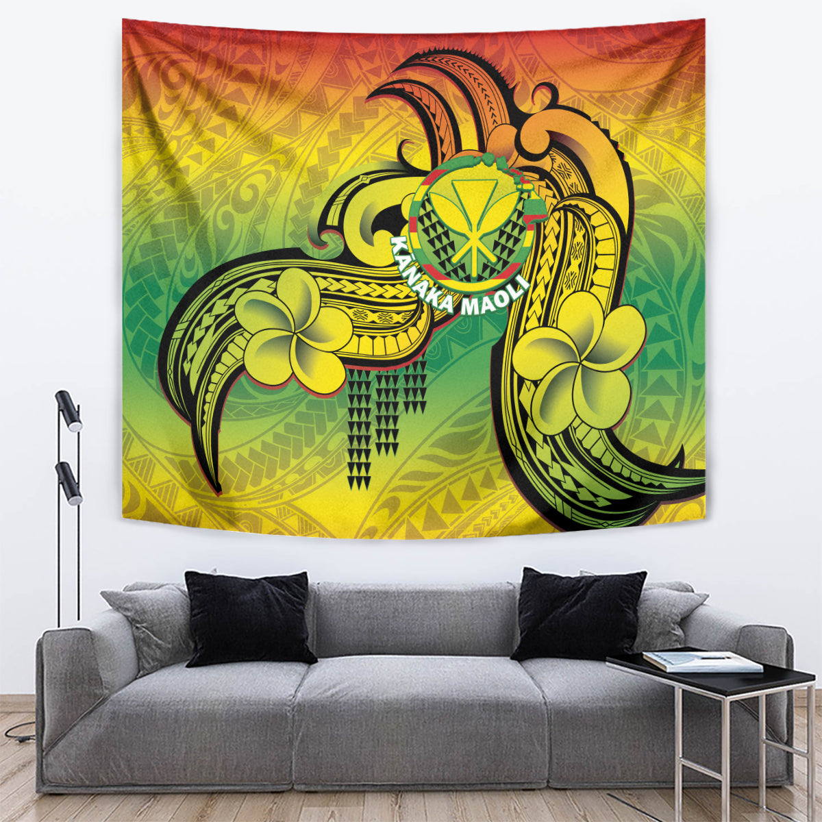 Hawaii Flag Day Tapestry Kanaka Maoli With Kakau Polynesian Pattern