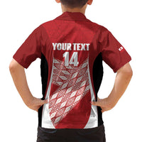 Tonga Rugby Custom Family Matching Long Sleeve Bodycon Dress and Hawaiian Shirt Go ʻIkale Tahi Go Tongan Tapa Cloth