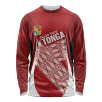 Tonga Rugby Custom Long Sleeve Shirt Go ʻIkale Tahi Go Tongan Tapa Cloth LT14 Unisex Red - Polynesian Pride