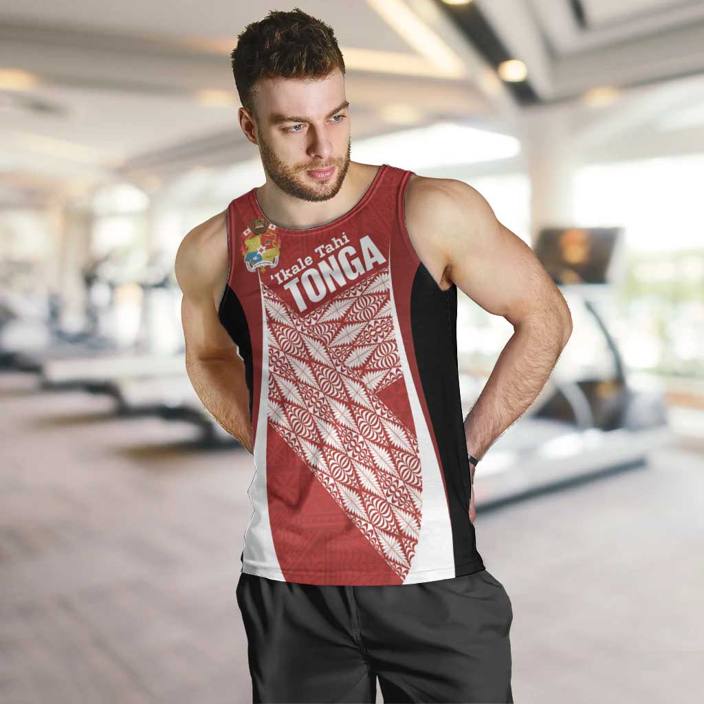 Tonga Rugby Custom Men Tank Top Go ʻIkale Tahi Go Tongan Tapa Cloth LT14 Red - Polynesian Pride