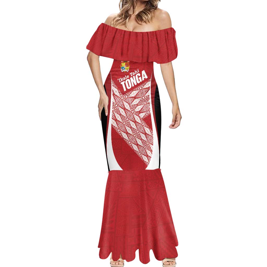 Tonga Rugby Custom Mermaid Dress Go ʻIkale Tahi Go Tongan Tapa Cloth