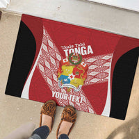 Tonga Rugby Custom Rubber Doormat Go ʻIkale Tahi Go Tongan Tapa Cloth LT14 - Polynesian Pride