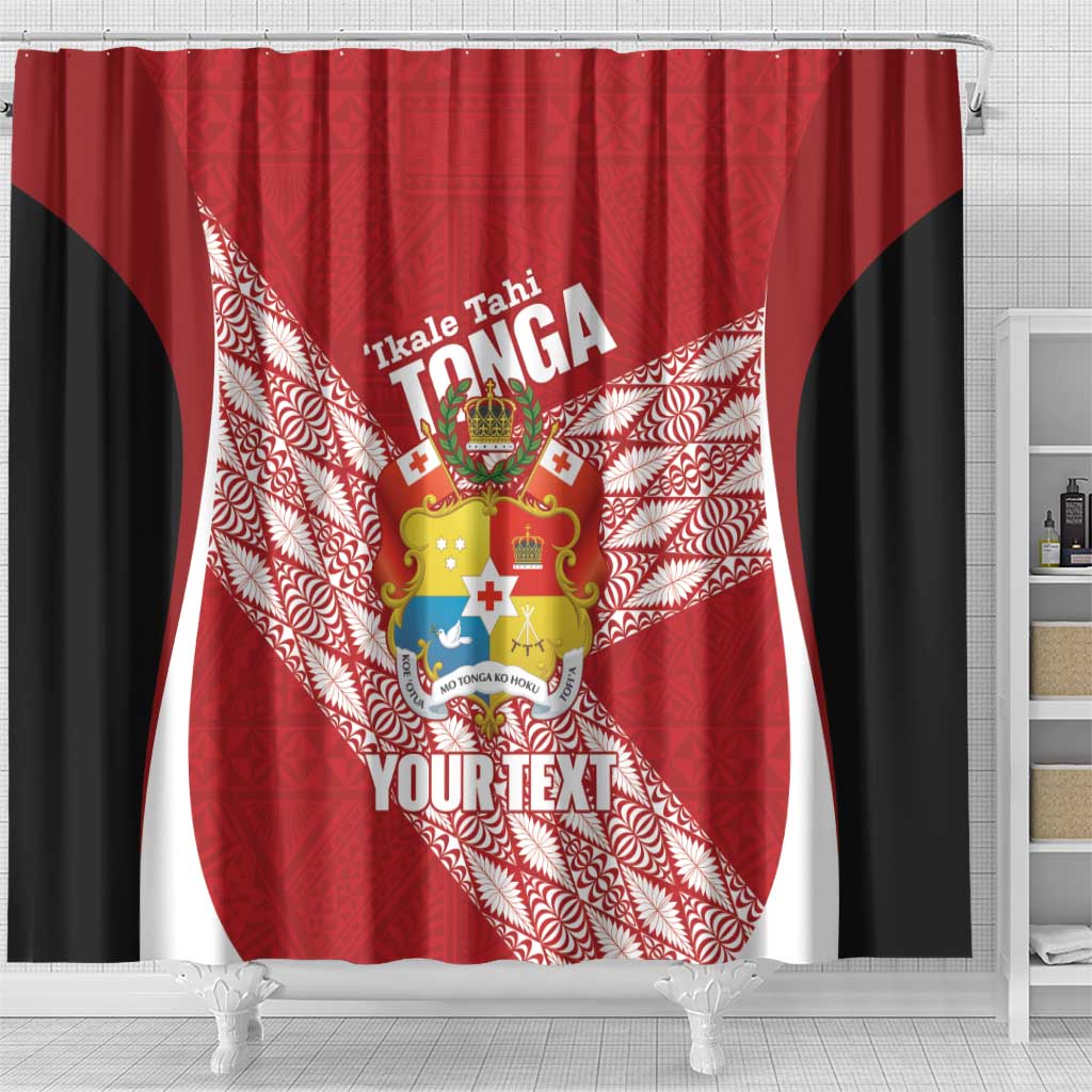Tonga Rugby Custom Shower Curtain Go ʻIkale Tahi Go Tongan Tapa Cloth