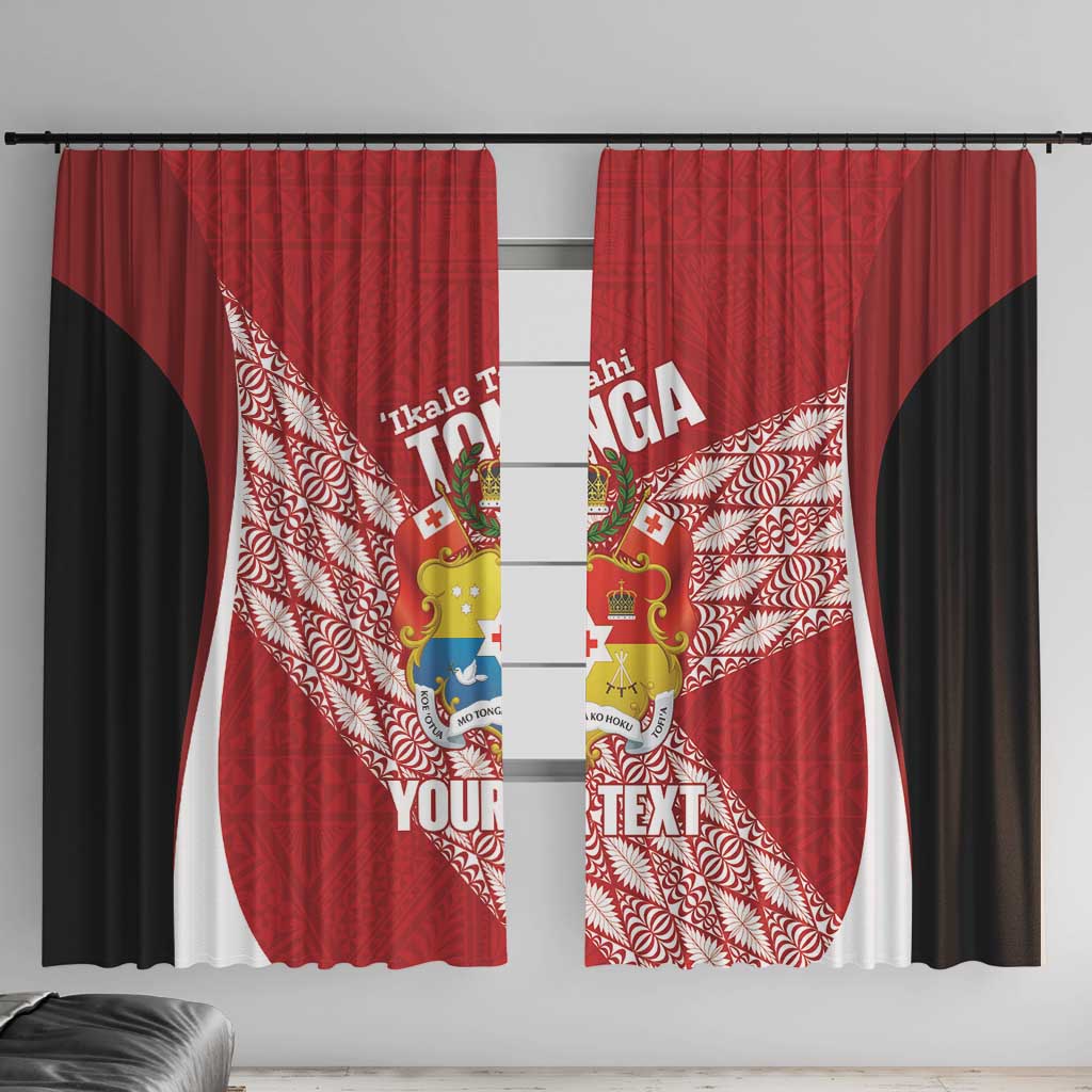 Tonga Rugby Custom Window Curtain Go ʻIkale Tahi Go Tongan Tapa Cloth