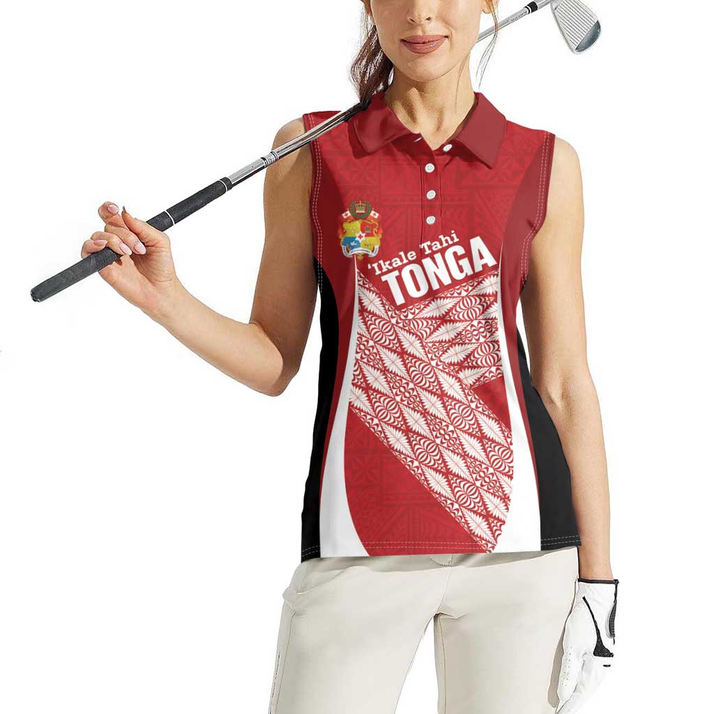 Tonga Rugby Custom Women Sleeveless Polo Shirt Go ʻIkale Tahi Go Tongan Tapa Cloth