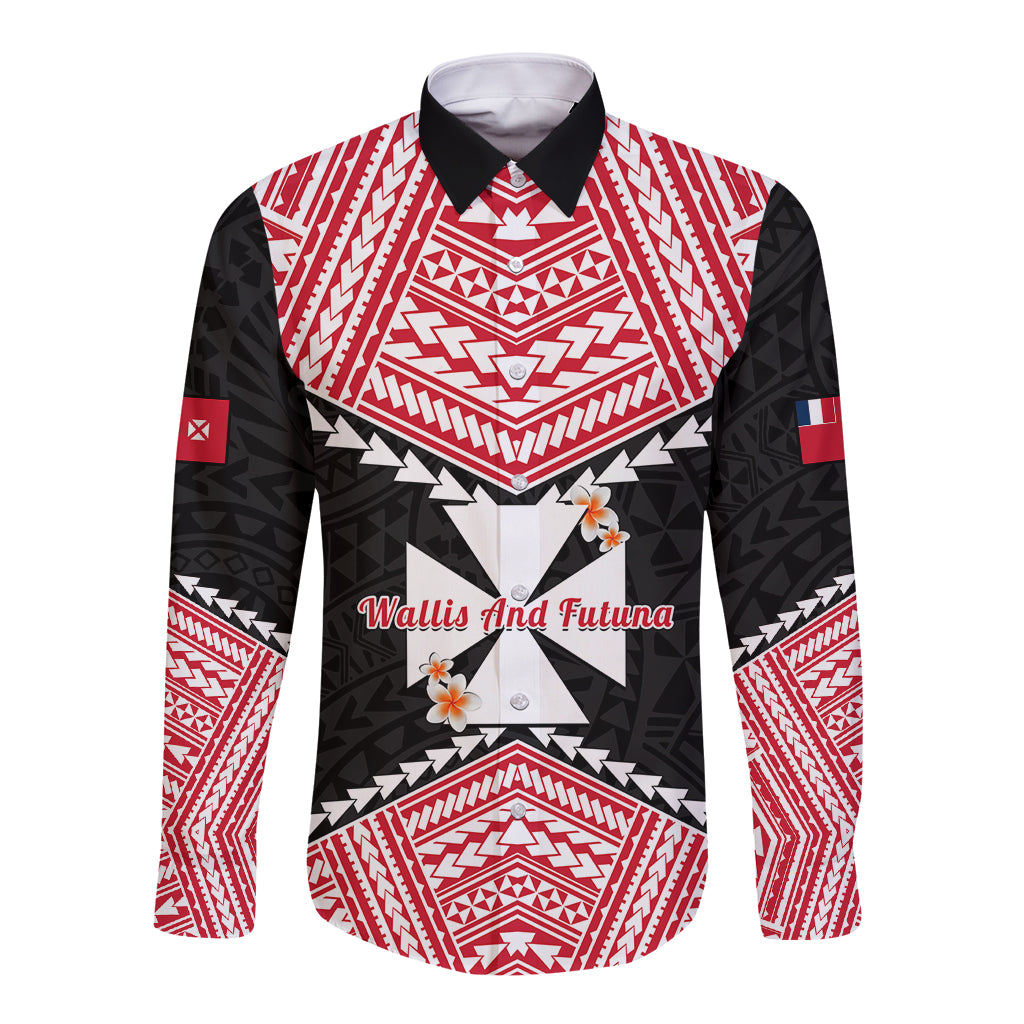 29 July Wallis And Futuna Territory Day Long Sleeve Button Shirt Polynesian Tribal Pattern LT14 Unisex Red - Polynesian Pride