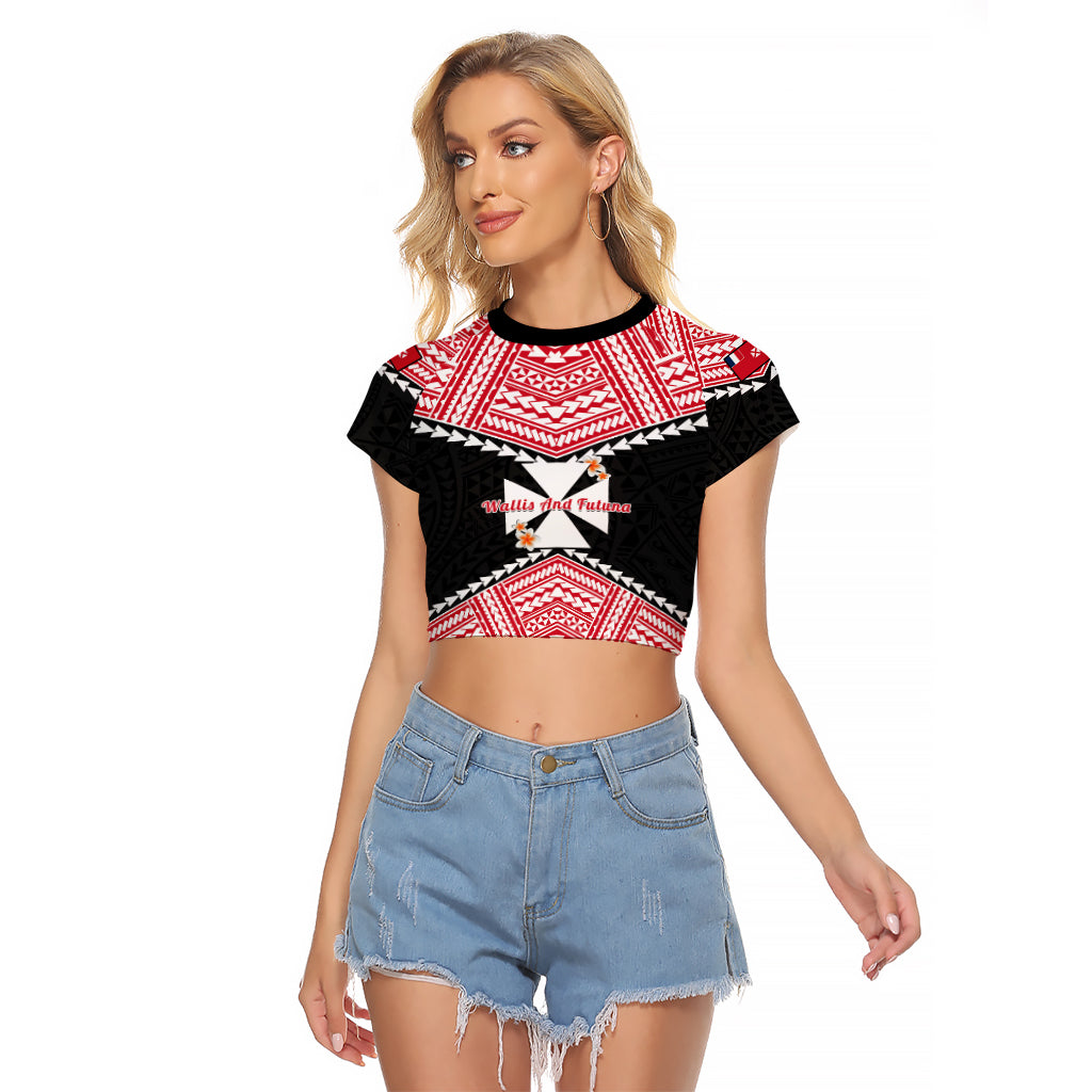 Personalised 29 July Wallis And Futuna Territory Day Raglan Cropped T Shirt Polynesian Tribal Pattern LT14 Female Red - Polynesian Pride