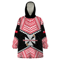 Personalised 29 July Wallis And Futuna Territory Day Wearable Blanket Hoodie Polynesian Tribal Pattern LT14 One Size Red - Polynesian Pride