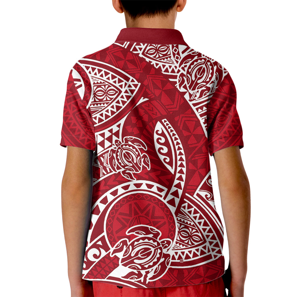 Polynesian Pride Hawaii Kid Polo Shirt Hawaiian Tribal Honu Red Version LT14 - Polynesian Pride