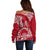 Polynesian Pride Hawaii Off Shoulder Sweater Hawaiian Tribal Honu Red Version LT14 - Polynesian Pride