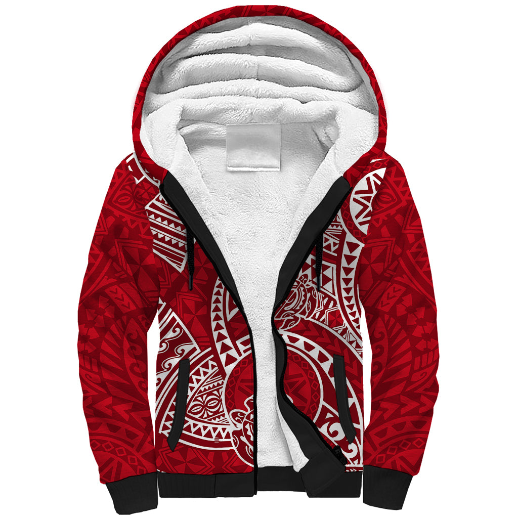 Polynesian Pride Hawaii Sherpa Hoodie Hawaiian Tribal Honu Red Version LT14 Unisex Red - Polynesian Pride