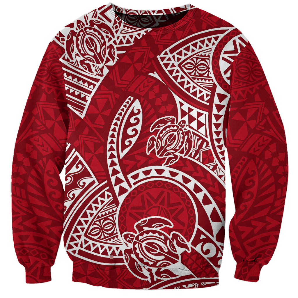 Polynesian Pride Hawaii Sweatshirt Hawaiian Tribal Honu Red Version LT14 Unisex Red - Polynesian Pride