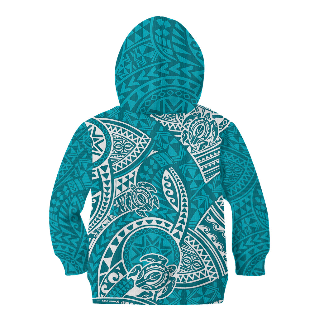 Polynesian Pride Hawaii Kid Hoodie Hawaiian Tribal Honu Turquoise Version LT14 - Polynesian Pride
