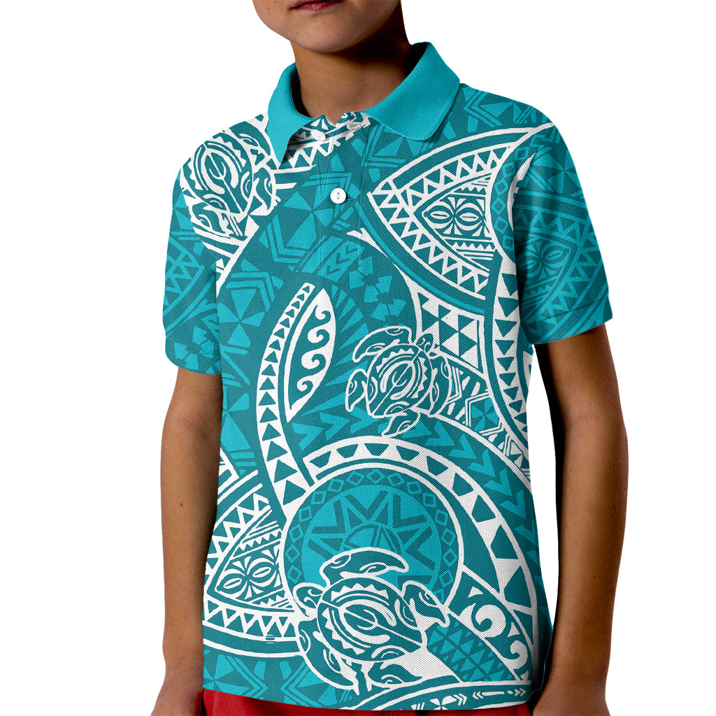 Polynesian Pride Hawaii Kid Polo Shirt Hawaiian Tribal Honu Turquoise Version LT14 Kid Turquoise - Polynesian Pride
