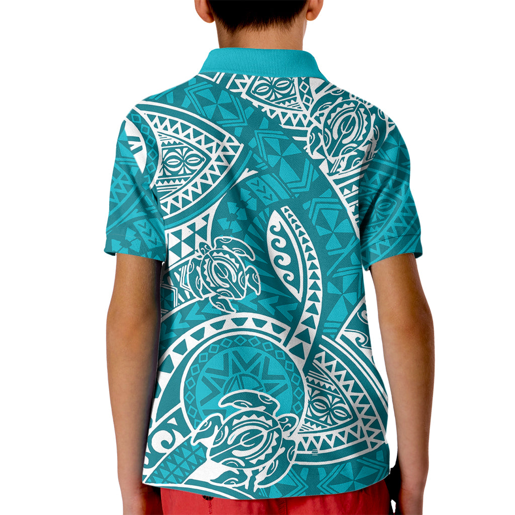 Polynesian Pride Hawaii Kid Polo Shirt Hawaiian Tribal Honu Turquoise Version LT14 - Polynesian Pride