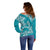 Polynesian Pride Hawaii Off Shoulder Sweater Hawaiian Tribal Honu Turquoise Version LT14 - Polynesian Pride