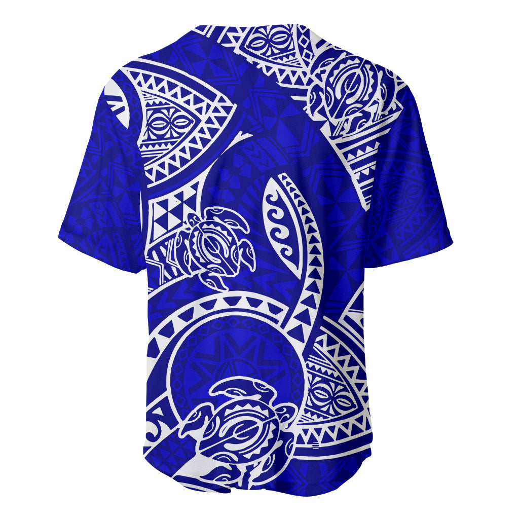 Polynesian Pride Hawaii Baseball Jersey Hawaiian Tribal Honu Blue Version LT14 - Polynesian Pride