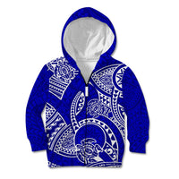 Polynesian Pride Hawaii Kid Hoodie Hawaiian Tribal Honu Blue Version LT14 Zip Hoodie Blue - Polynesian Pride