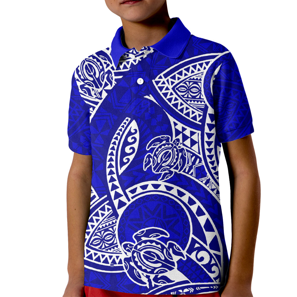 Polynesian Pride Hawaii Kid Polo Shirt Hawaiian Tribal Honu Blue Version LT14 Kid Blue - Polynesian Pride