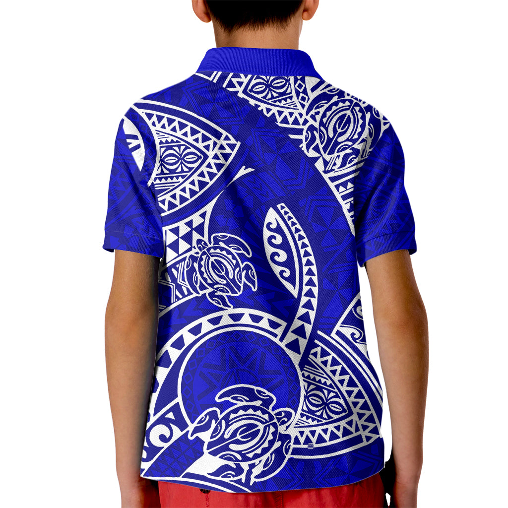 Polynesian Pride Hawaii Kid Polo Shirt Hawaiian Tribal Honu Blue Version LT14 - Polynesian Pride