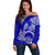 Polynesian Pride Hawaii Off Shoulder Sweater Hawaiian Tribal Honu Blue Version LT14 Women Blue - Polynesian Pride