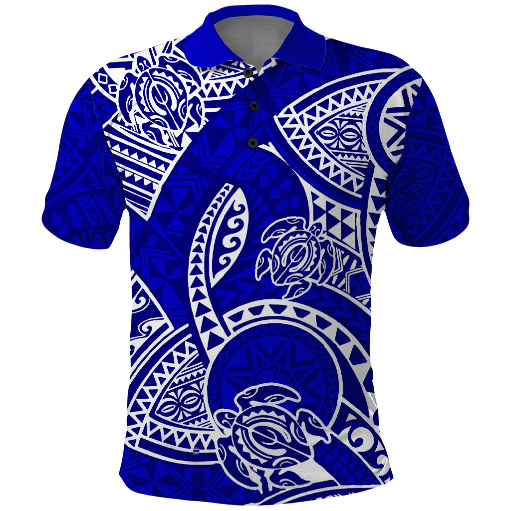 Polynesian Pride Hawaii Polo Shirt Hawaiian Tribal Honu Blue Version LT14 Blue - Polynesian Pride