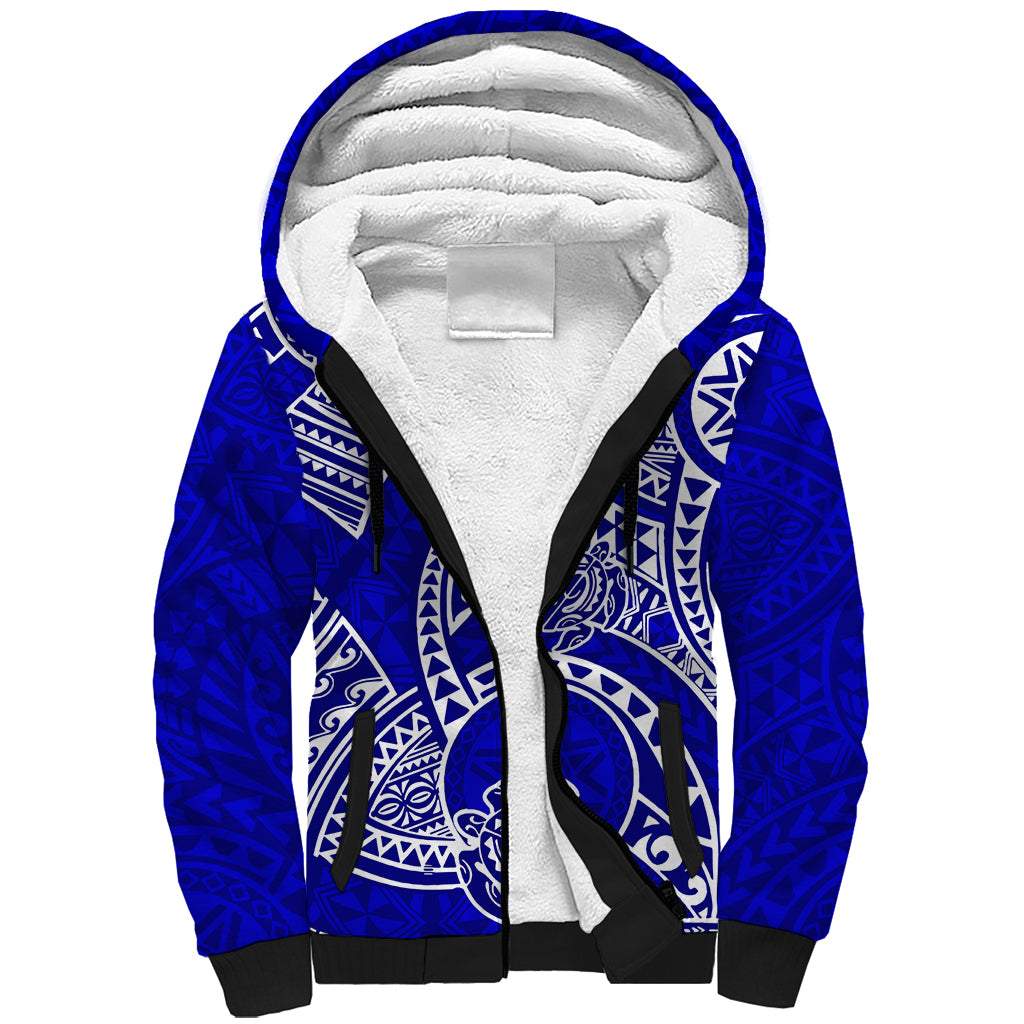 Polynesian Pride Hawaii Sherpa Hoodie Hawaiian Tribal Honu Blue Version LT14 Unisex Blue - Polynesian Pride