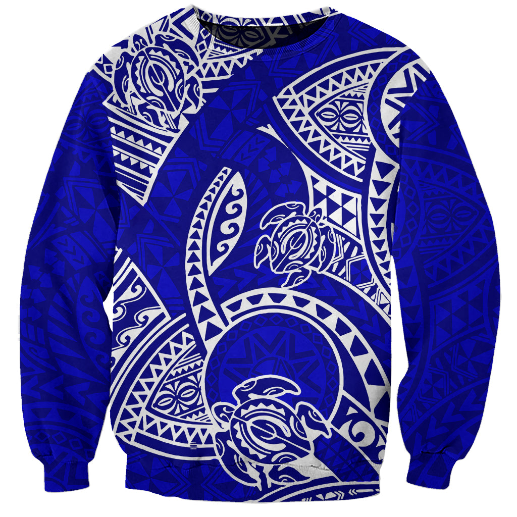 Polynesian Pride Hawaii Sweatshirt Hawaiian Tribal Honu Blue Version LT14 Unisex Blue - Polynesian Pride
