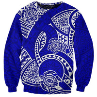Polynesian Pride Hawaii Sweatshirt Hawaiian Tribal Honu Blue Version LT14 Unisex Blue - Polynesian Pride
