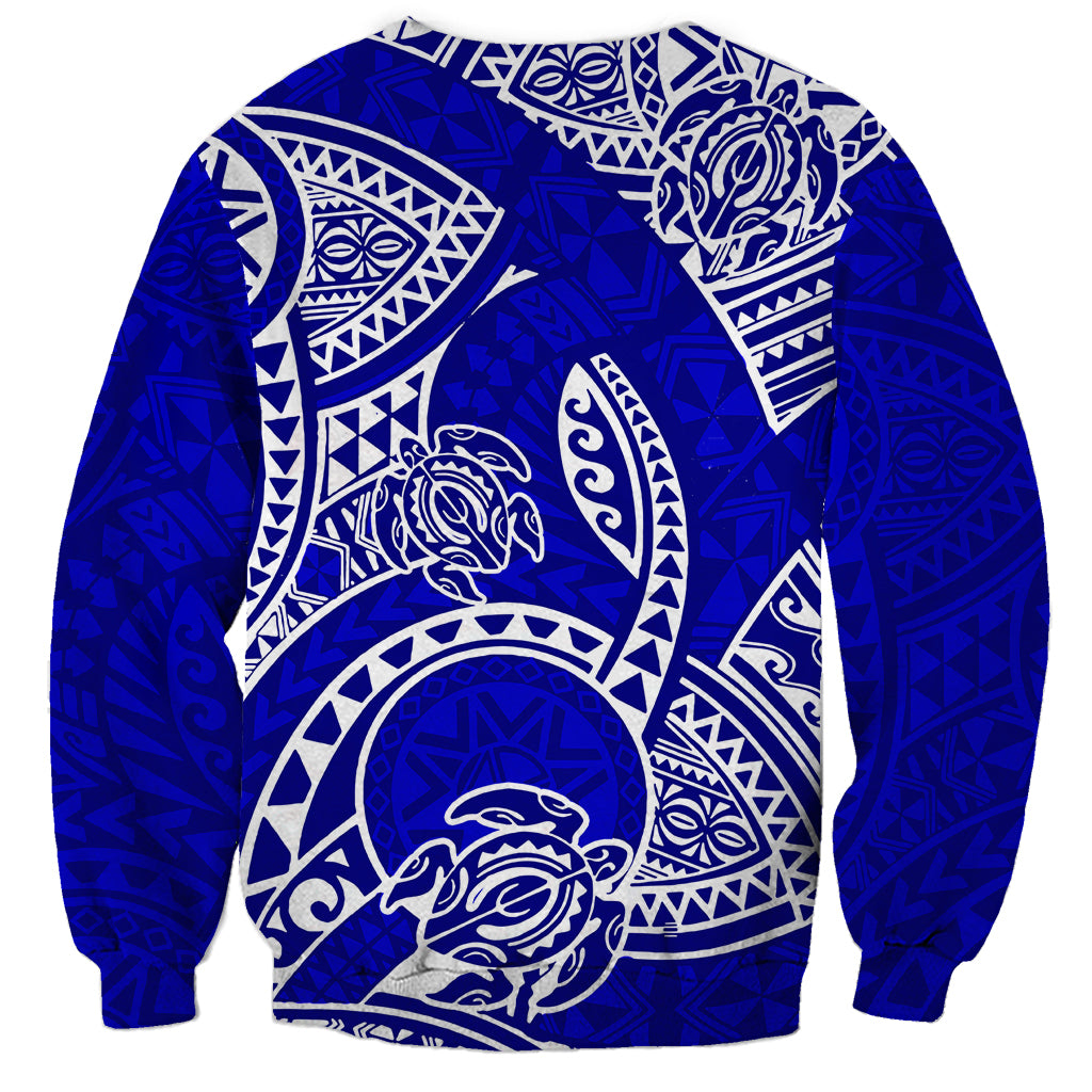 Polynesian Pride Hawaii Sweatshirt Hawaiian Tribal Honu Blue Version LT14 - Polynesian Pride