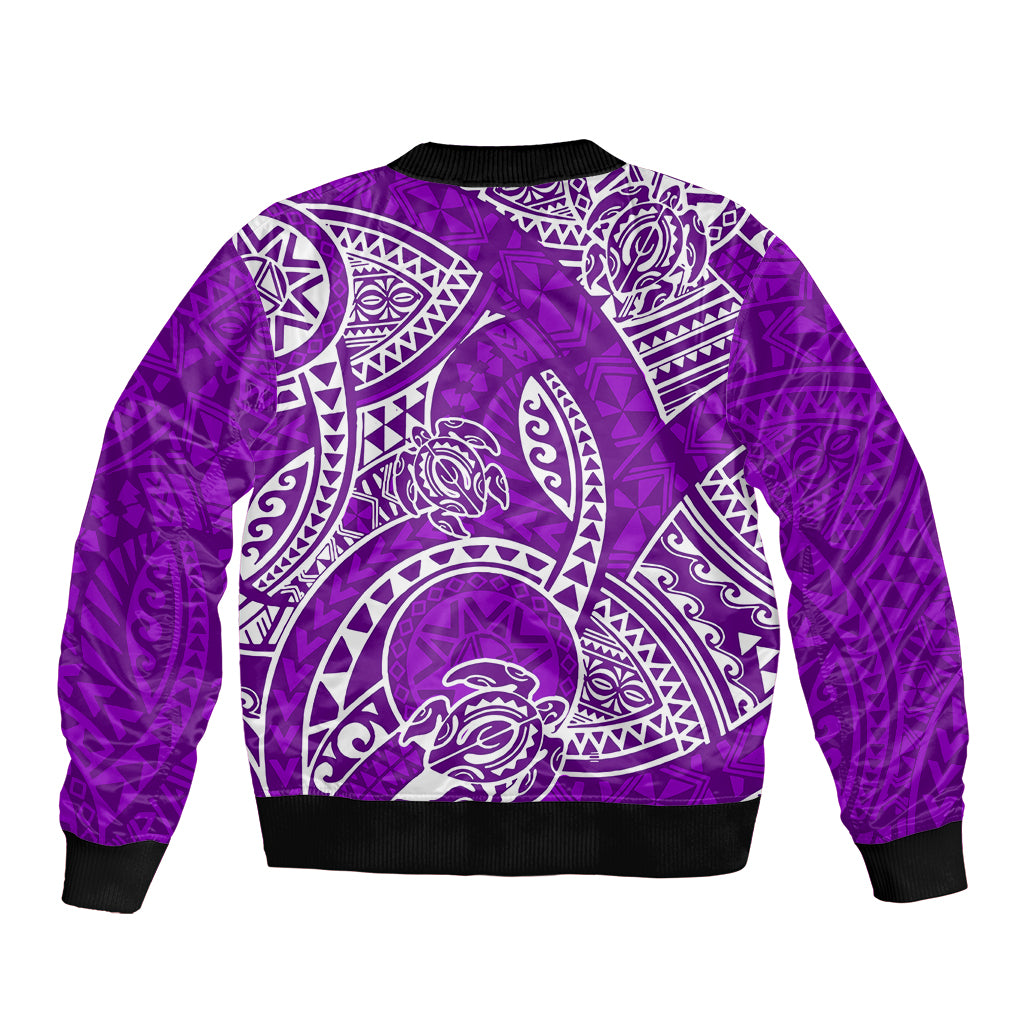 Polynesian Pride Hawaii Bomber Jacket Hawaiian Tribal Honu Purple Version LT14 - Polynesian Pride