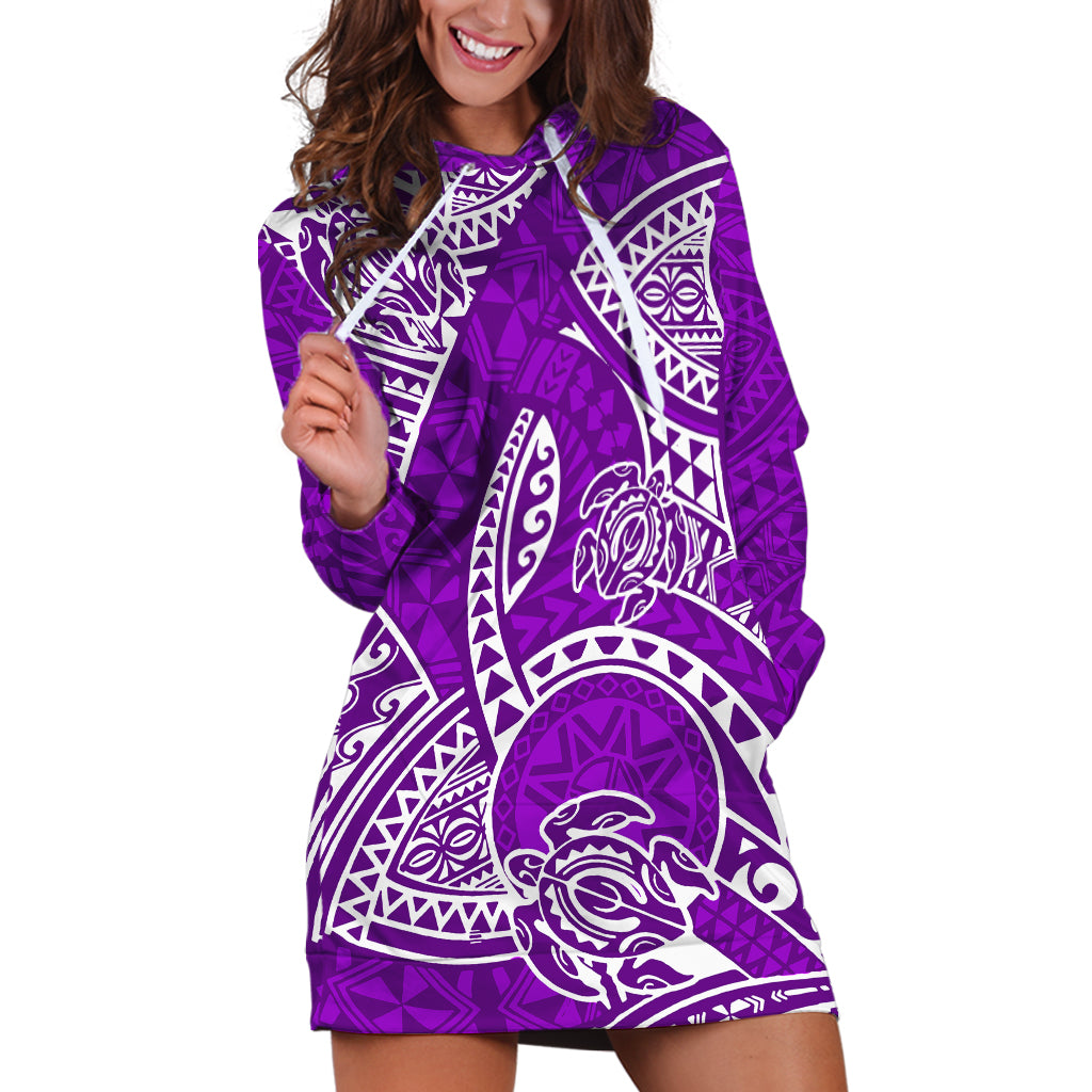 Polynesian Pride Hawaii Hoodie Dress Hawaiian Tribal Honu Purple Version LT14 Purple - Polynesian Pride